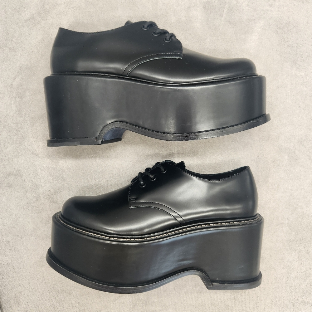 Artisan Platform Derby Shoes Women's 7 Black Leather Chunky Academia New $200